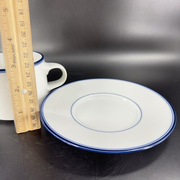 Dansk Concerto Allegro Blue Teacup And Saucer Set Mug Cup Portugal Ceramic White - Picture 8 of 16